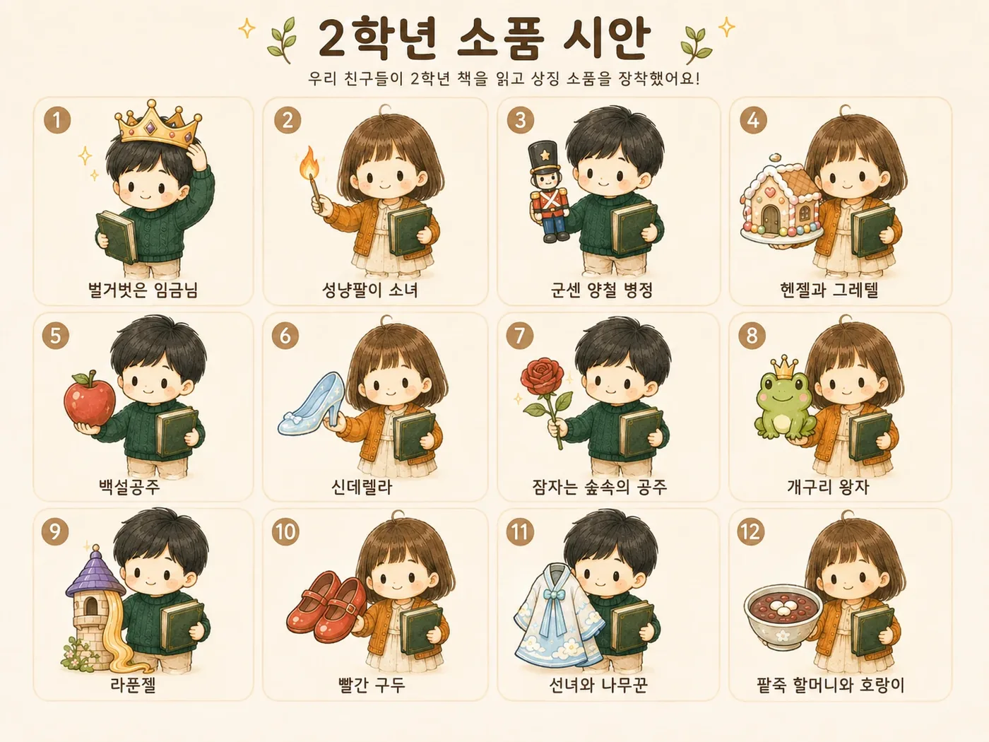 2학년 소품 시안: 학년별로 다른 열두 권의 소품